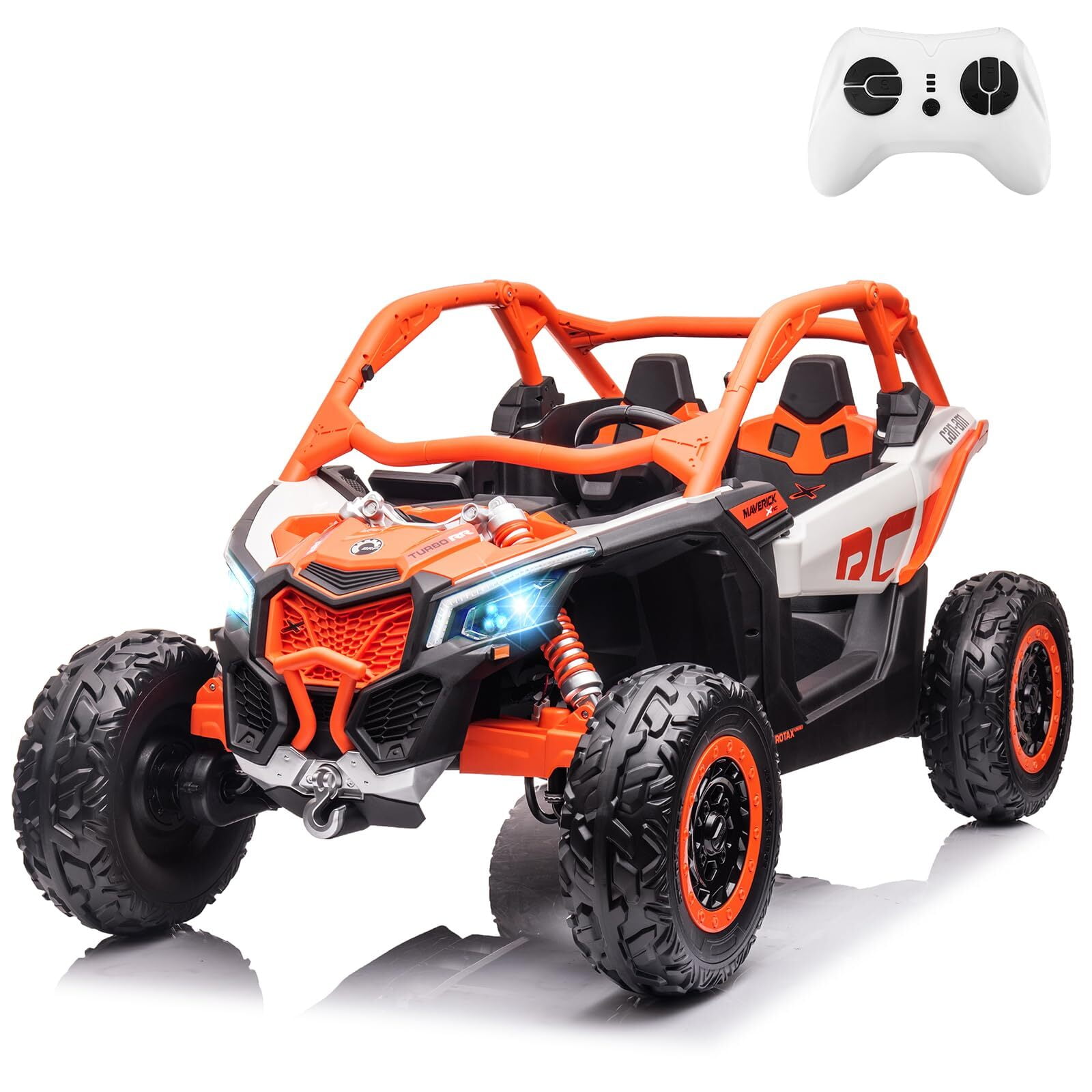 Orange 24V 2-Seater Kids UTV Ride-On Buggy