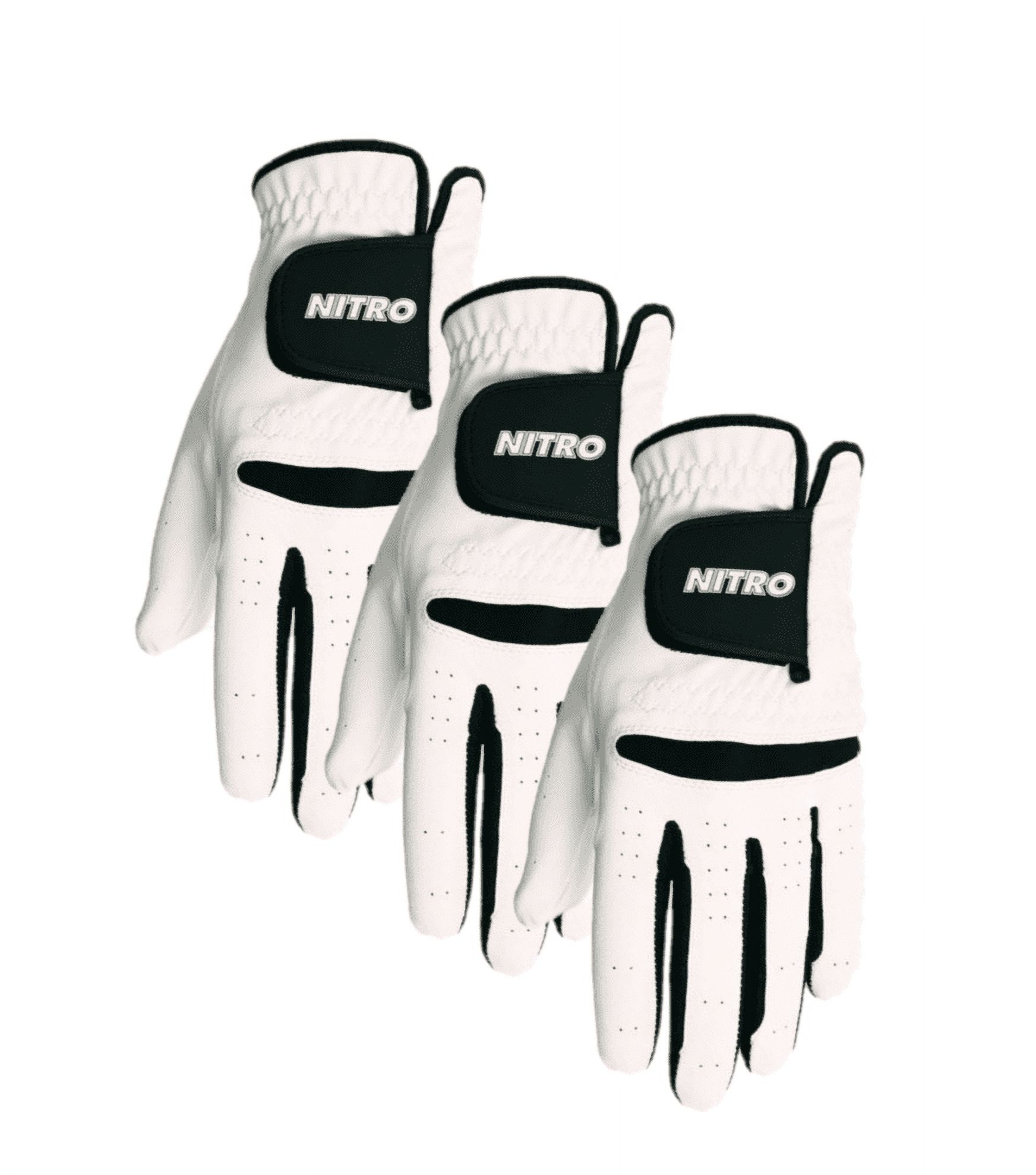 NITRO CROSSFIRE PERFORMANCE GOLF GLOVE MENS WHITE/BLACK EXTRA LARGE 3 Pk Gloves - image 1 of 2