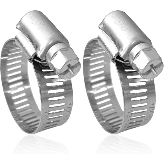 NITRO4X4 Stainless Steel Hose Clamps Set - 2 Adjustable Hose Clamp (1/2 to 1-1/4 Inch, 13-32mm) - Heavy Duty Radiator Hose Clamps for Fuel Line, Plumbing, Automotive, and Mechanical Applications