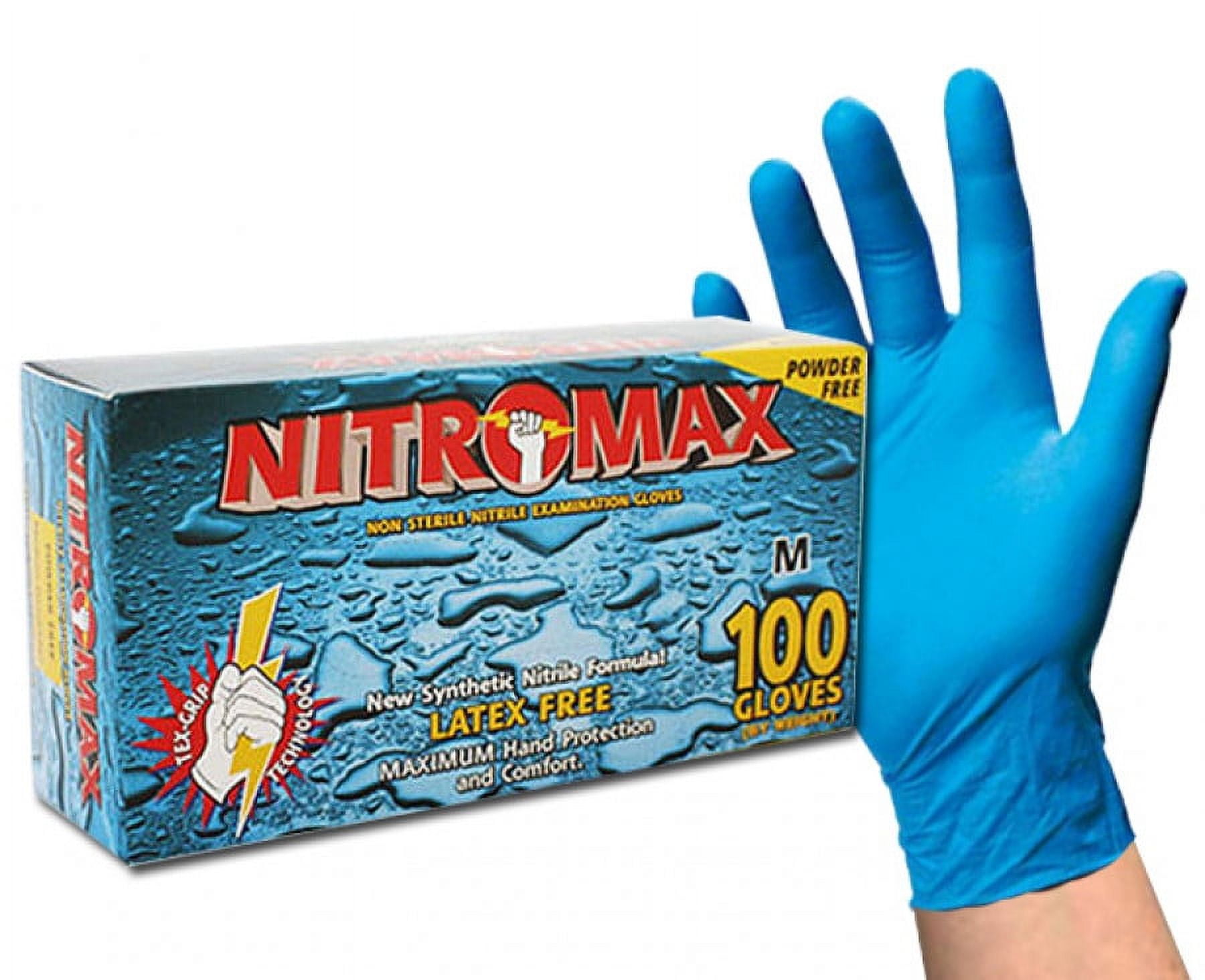 NITROMAX Tex-Grip Powder Free Blue Nitrile Gloves - X-Large, 100/Box