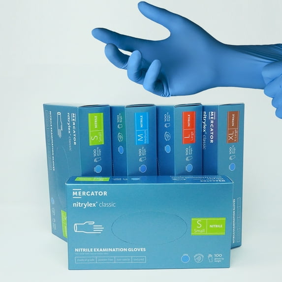 NITRYLEX Nitrile Medical Exam Gloves 1000/cs, Small (S), Powder/ Latex-Free, Textured, Blue, Case of 1000 (10 boxes x 100 pcs)