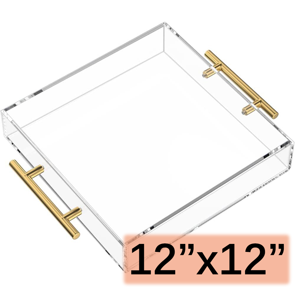 Trina Turk, Cool Gray with Gold Rim Polypropylene Square Serving Tray ...