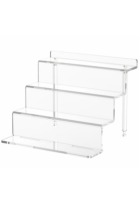 12Inch Acrylic Riser Display Shelf Perfume Organizer, Clear Display Stand Compatible with Figures Lego Display Shelves, 4 Tier Cupcakes Stand for Decoration and Organizer
