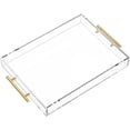 thumbnail image 1 of NIUBEE 16x12 Inches Clear Acrylic Serving Tray with Gold Handle, Spill-Proof Coffee Trays for Counter, Rectangular Decorative Tray Organizer for Kitchen Dining Room, 1 of 10
