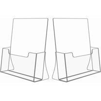 Displays2go Five Pocket Catalog Rack - Adjustable Floor Stand With Carrying Case, Silver
