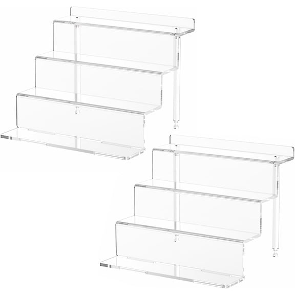 NIUBEE 2 Pack 9 Inch Acrylic Risers Display Stands, 4 Tier Perfume Organizer Display Shelf & Versatile Cupcake Stand Holder, Display Risers for Figures, Dessert Shelves for Party Decoration Organizer