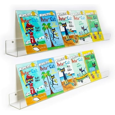 NIUBEE 2 -Packs Kids Acrylic Floating Bookshelf 36 Inch, Clear Bathroom Wall Floating Shelves, Invisible Wall Bookshelves Ledge Book Shelf, 50% Thicker with Free Screwdriver