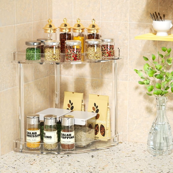 NIUBEE 2 Tier Acrylic Bathroom Counter Organizer, Clear Bathroom Countertop Makeup Organizer, Home Storage Holder for Makeup Cosmetics Perfume