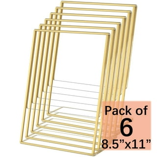 HIIMIEI Acrylic Sign Holders 8.5x11'' Gold Sign Holders 6 Pack Slanted Back  Table Menu Display Stand, Wedding Table Numbers Holder