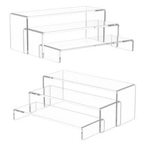 NIUBEE 6 Pcs 12" Large Acrylic Risers, Acrylic Display Riser, Thickened to 5mm Clear Rectangular Display Shelf for Cupcake Stand, Collectibles Display and Retail Showcase, Tiered Desktop Decor