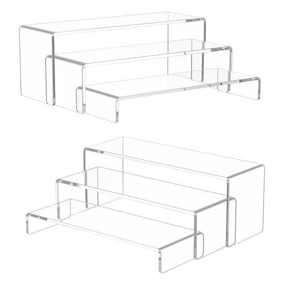 NIUBEE 6 Pcs 12" Large Acrylic Risers, Acrylic Display Riser, Thickened to 5mm Clear Rectangular Display Shelf for Cupcake Stand, Collectibles Display and Retail Showcase, Tiered Desktop Decor