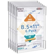 NIUBEE 8.5x11 Acrylic Sign Holders, Clear Sign Holder with Dual-Adhesive Strips, Wall Mount Sign Memo Document Holder for Office, Home, Store, Restaurant-No Dri