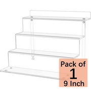 NIUBEE 9 Inch Acrylic Riser Display Shelf Perfume Organizer, Clear Display Stand Compatible with Amiibo Funko POP Figures Lego Display Shelves, 4 Tier Cupcakes Tray & Storage for Decoration Organizer