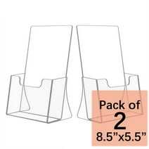NIUBEE Acrylic Brochure Holder 8.5 * 5.5 inches 2 Pack, Clear Acrylic Literature Holder Plastic Flyer Display Stand, Acrylic Countertop Organizer for Magazine, Pamphlet, Booklets, Menu, Journals