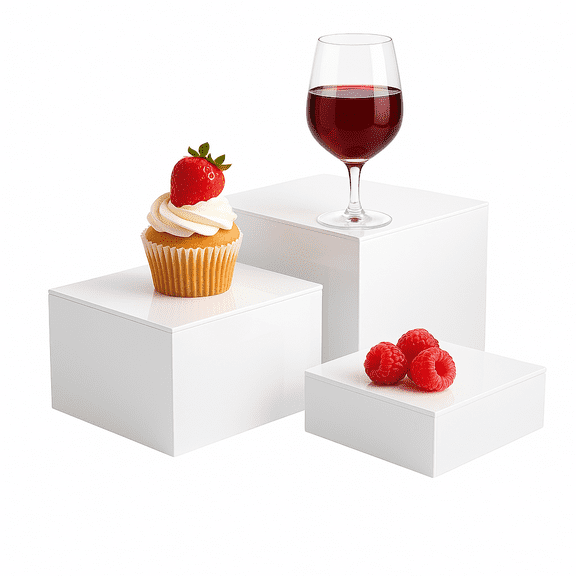 NIUBEE Acrylic Buffet Risers Set of 3 - Elegant Food Display Stands for Catering, Dessert, Jewelry & Figures Show - Sturdy & Versatile Shelf Risers