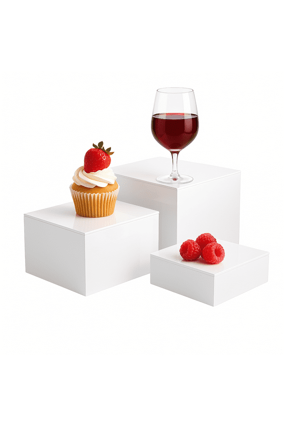 Acrylic Buffet Risers Set of 3 - Elegant Food Display Stands for Catering, Dessert, Jewelry & Figures Show - Sturdy & Versatile Shelf Risers