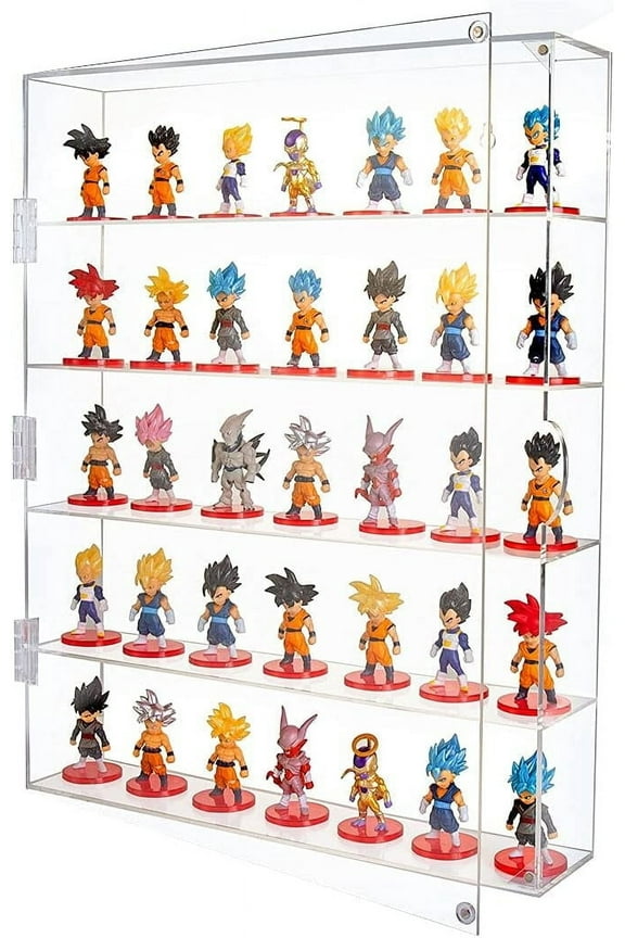 Acrylic Display Case, Clear Display Case Wall Mounted or Desktop Dustproof Display Cabinet Box for Collectibles, Rock, Crystals, Mini Toys, Amiibo (5 Tiers)