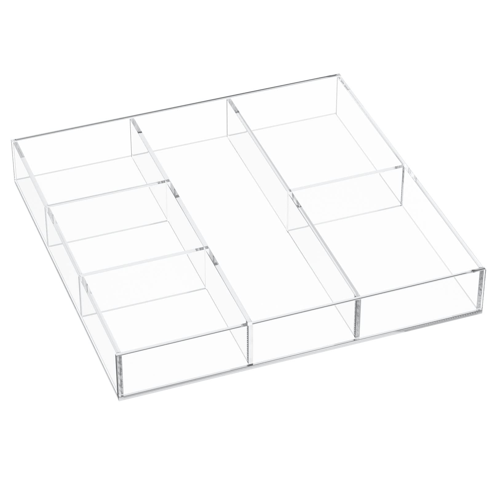 NIUBEE Acrylic Drawer Organizer 11.8 Inch, 6 Section Clear Makeup Tray