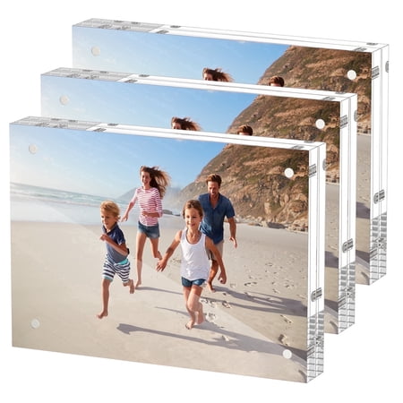 NIUBEE Acrylic Picture Frames 4x6, Clear Picture Frames, Freestanding Double Sided, Acrylic Square Frame Gift for Desktop Display, 3pcs