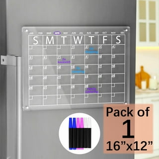 Magnetic Acrylic Calendar for Fridge, Transparent Dry Erase Board Monthly &  Weekly Calendar for Refrigerator Reusable Plan Board, Including 6 Dry Erase  Markers 
