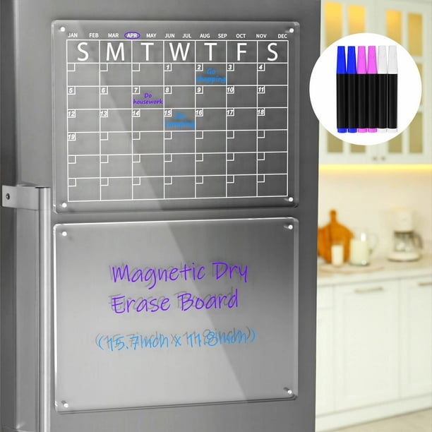NIUBEE Acrylic Dry Erase Board and Calendar for Refrigerators
