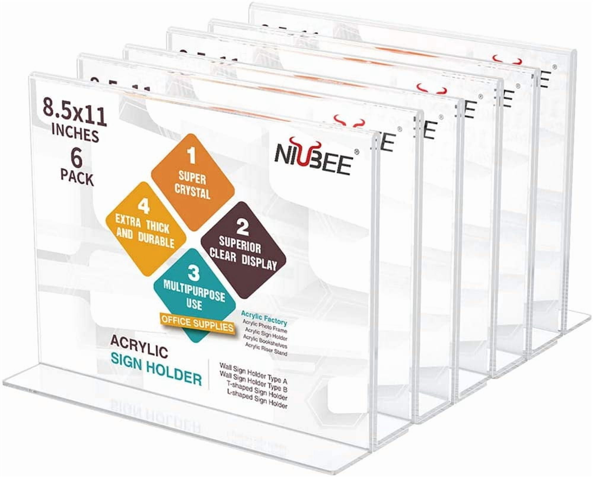 Niubee Acrylic Sign Holder 8.5x11 Inches Pack of 6 Double Sided Clear ...
