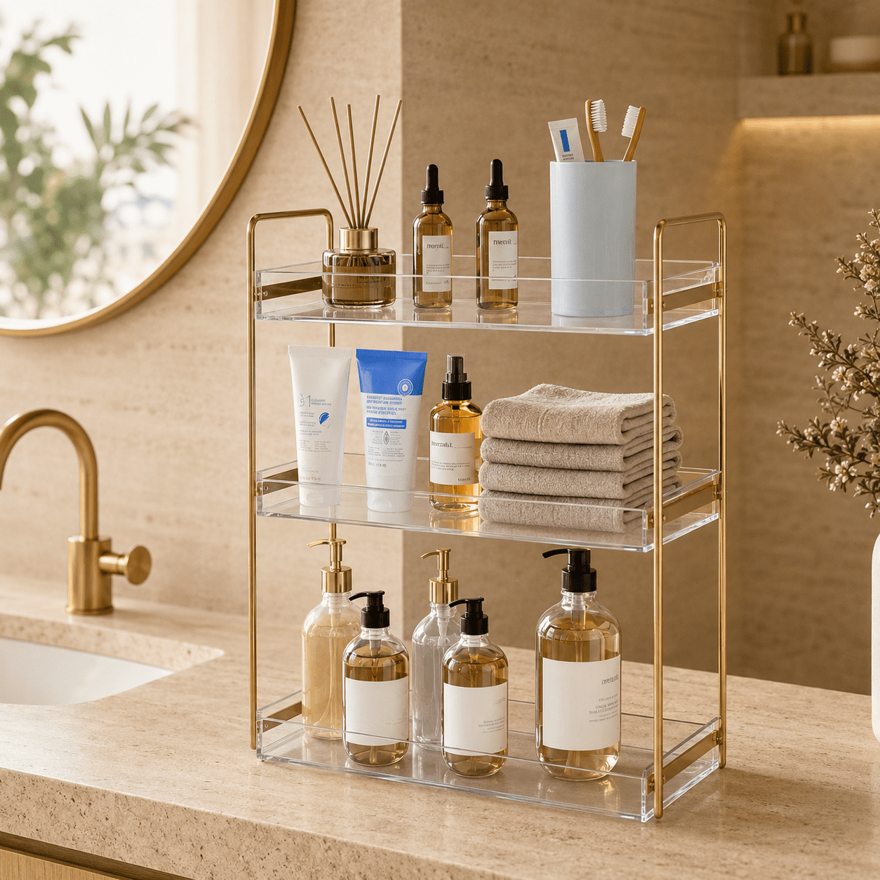 Lotion Racks NIUBEE 3 Tier Acrylic Organizer Shelf, Bathroom Countertop, Vanity ...