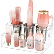 NIUBEE Hair Tool Organizer, Acrylic Hair Blow Dryer Curling Tool Holder, Bathroom Countertop Vanity Organizers and Storage Stand for Accessories, Makeup, Toiletries, White