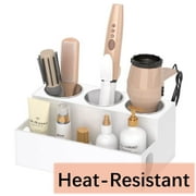 NIUBEE Hair Tool Organizer, Acrylic Hair Blow Dryer Curling Tool Holder, Bathroom Countertop Vanity Organizers and Storage Stand for Accessories, Makeup, Toiletries, White