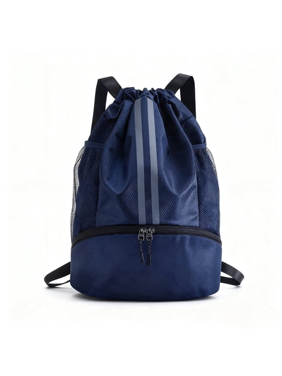 Drawstring Backpack Gym Bag with Shoes Compartment for Soccer, Basketball, Swim, Water-Resistant String Backpack Beach Cinch for Women Men