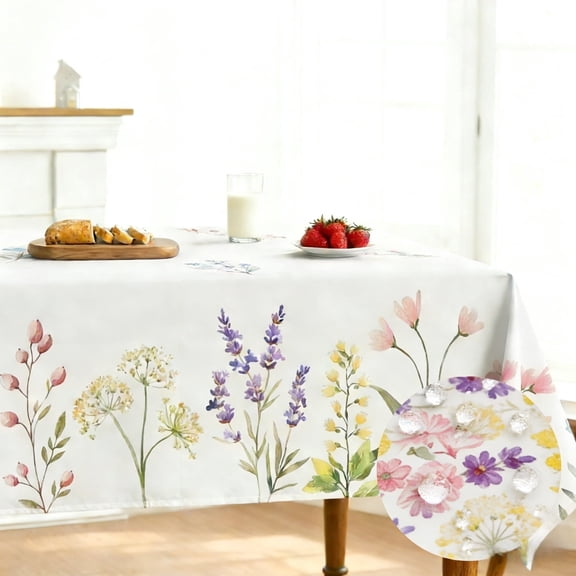 NIUBIER Floral Spring/Summer Durable Heavyweight Fabric Indoor Outdoor Tablecloth, Washable Table Cloth for Rectangle Tables, Picnic/Patio Table Covers (60" x 84" Rectangular)