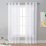 NIUBIER Sheer White Curtains - 2 Panels Grommet Sheer Curtains,Semi Sheer Voile Window Curtain Drapes for Bedroom, Living Room & Kids Room 52" W x 84" L