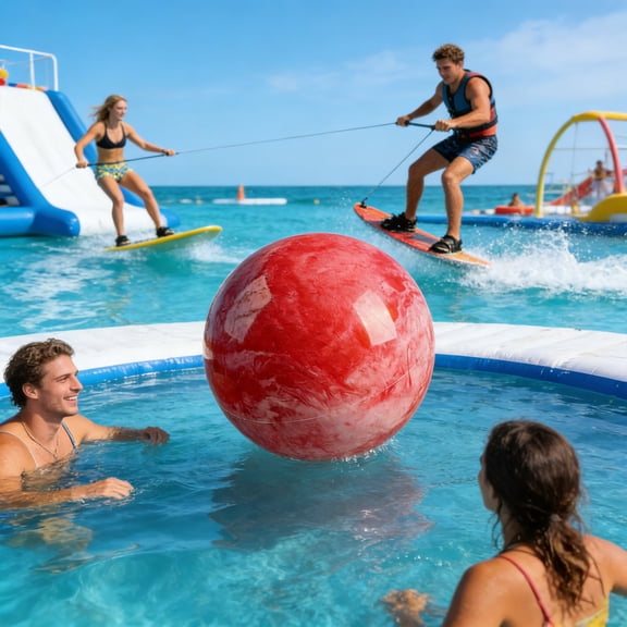 NIUBWJL 1 Pcs 9 Inch Large Inflatable Bouncing Balls Marbleized Bouncy Balls Colorful Inflatable Playground Ball for Adults Pet Party Supplies Beach PVC