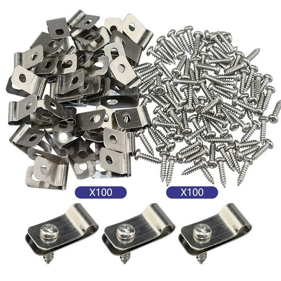 NIUBWJL 100 Pcs Fence Clamps With 100 Pcs Screws Metal Clips Mount Welded To Vinyl Wood Or Metal Fence For 12-16 Gauge Fencing
