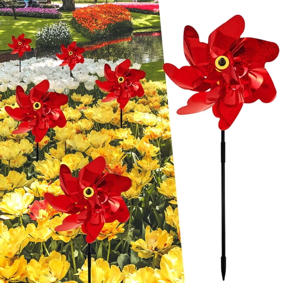 NIUBWJL 1PC Bird Deterrent Pinwheels, Reflective Pinwheels with Stakes from Yard, Garden, Patio - Bird Repellent with Easy Assembly