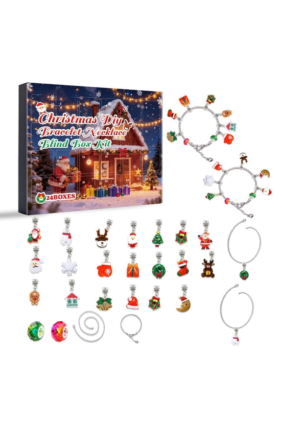 24 Christmas DIY Bracelet Necklace Arrival Calendar Holiday Gift Interest Small Jewelry Set