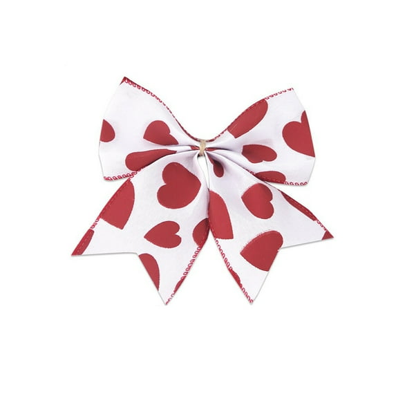 NIUBWJL 2Pcs Red Heart Printed Burlap Bows Decoration Bow for Gift Wrapping Party Holiday Basket Ornaments(Valentine)