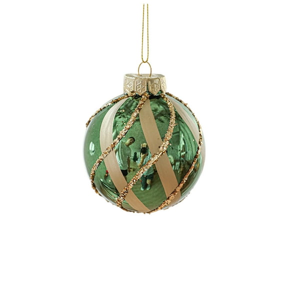 NIUBWJL 3.14in Green Glossy Christmas Ball With Gold Powder High End Electroplating Ball Pearlescent Hand Painteds Patterns Christmas Tree Decoration Arrangement