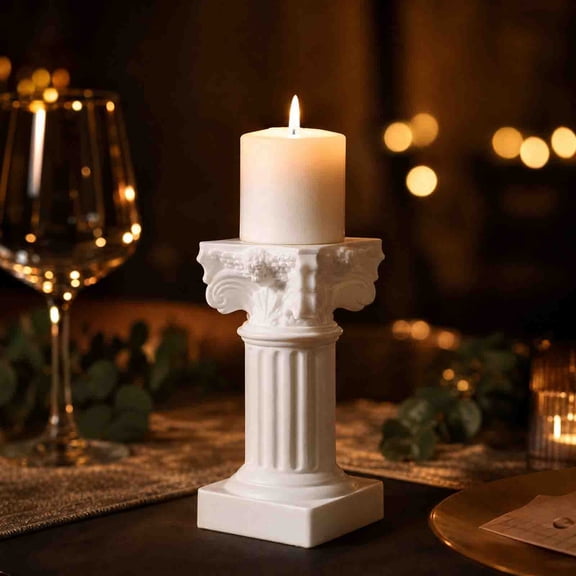 NIUBWJL 3 White Resin Roman Column Candle Holders Style Pillars Candlesticks For Home Decor Photography Props