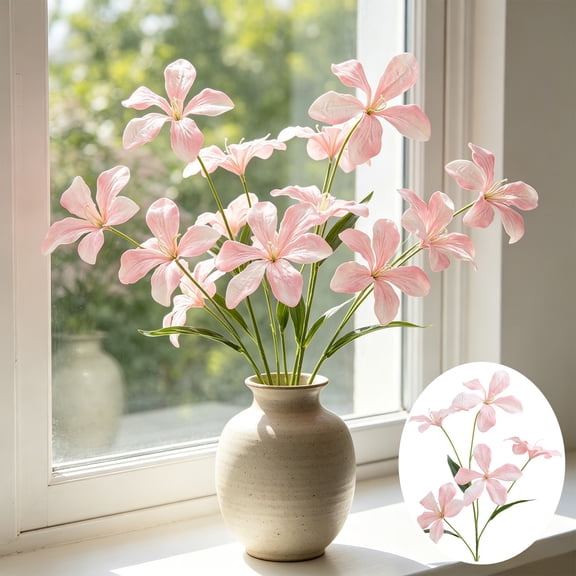NIUBWJL 5 Colors Oil Painting Style Artificial Flame Orchid Silk Flowers Faux Floral Stems For Wedding Arch Home Vase Decor Window Display Bouquet DIY