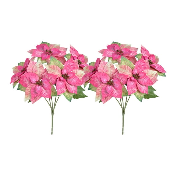 NIUBWJL 5 Poinsettia Christmas Flowers Simulation Fake Flowers Home Decor Vase Flower Arrangement Indoor Decoration