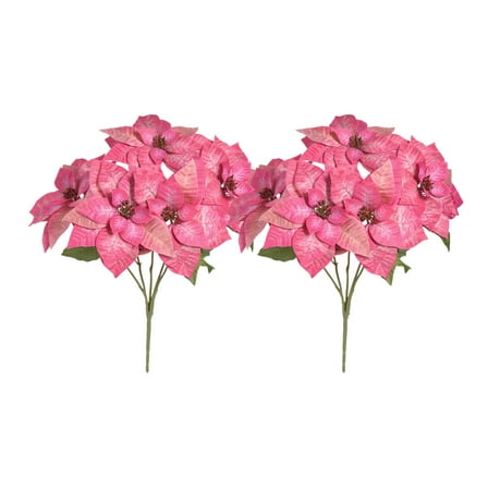 NIUBWJL 5 Poinsettia Christmas Flowers Simulation Fake Flowers Home Decor Vase Flower Arrangement Indoor Decoration