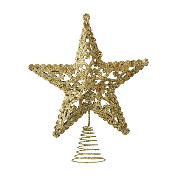 NIUBWJL 6 Inch Christmas Tree Topper Mini Gold Star Tree Topper Small Christmas Tree Star Metal Glitter Christmas Star Xmas Tree Topper for 3 4 ft Tree Pencil Christmas Trees Decorations