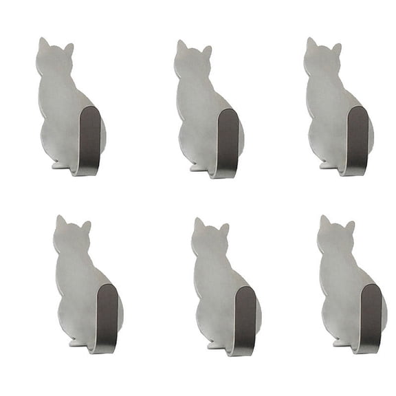 NIUBWJL 6-Pack Cute Cat Wall Hooks, Cute Self-Adhesive Multicolored Hooks for Keys, Towels, Hats, Metal Decorative Hangers for Dorm, Kitchen, Bedroom, Bathroom