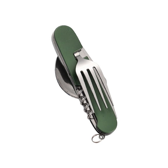 NIUBWJL 6-in-1 Multi-Function Camping Utensil Flatware Set Detachable Spoon Fork Knife Combo Mess Kit with Carrying Pouch