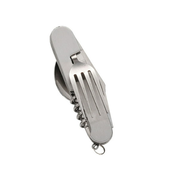 NIUBWJL 6-in-1 Multi-Function Camping Utensil Flatware Set Detachable Spoon Fork Knife Combo Mess Kit with Carrying Pouch