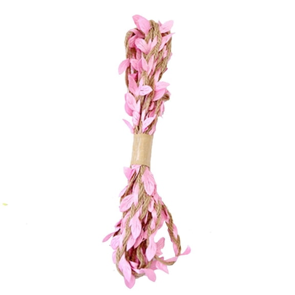 NIUBWJL 98 Feet 5MM Burlap Leaf Ribbon, Natural Wall Hanging Jute Vine Twine with Artificial Green Leaves for Rustic Wedding,Home,Garden,Jungle Party Decorations and DIY Crafts Decor