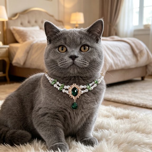 NIUBWJL Adjustable Crystal Rhinestone Pet Necklace, Bling Jewelry Collar for Small Medium Dogs Cats, Wedding Party Accessory, S, Green, 1 Count