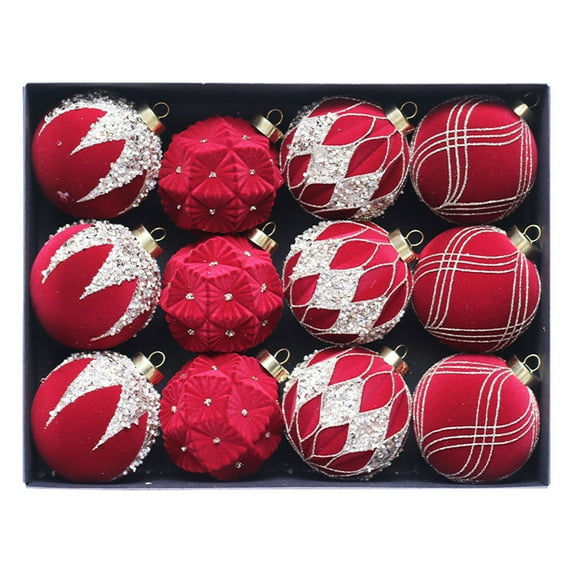 NIUBWJL Christmas Ball Decoration 8cm/12pis Colored Brick Christmas Ball Set Christmas Tree Pendant