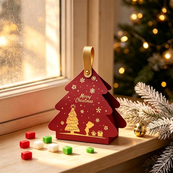 NIUBWJL Christmas Tree Candy Box 5.5 Inch, Foldable Cardboard Gift ...